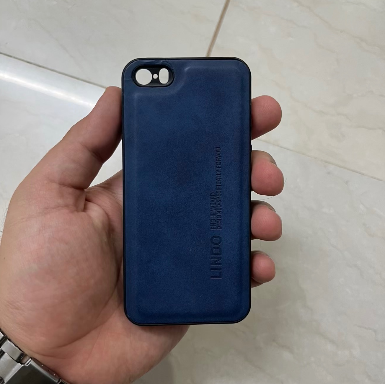 قاب - کاور - گارد چرمی رنگ سرمه ای مناسب آیفون 5 - iphone5 - iPhone 5 - آیفون 5 اس - iphone5s - iPhone 5s - 5s