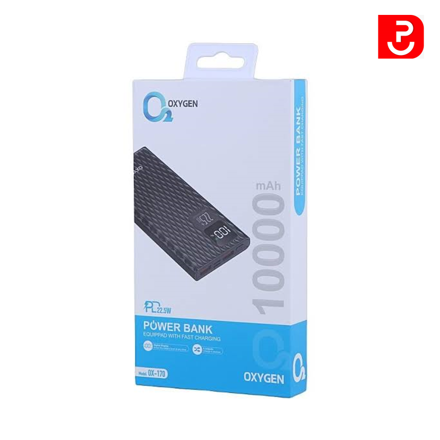 پاوربانک 10 هزار فست شارژ اکسیژن 22.5W مدل OX-170