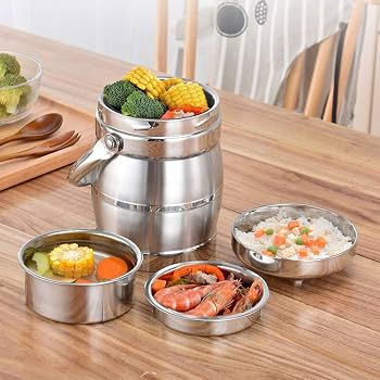 ظرف غذای تمام استیل 2.4 لیتری دو طبقه