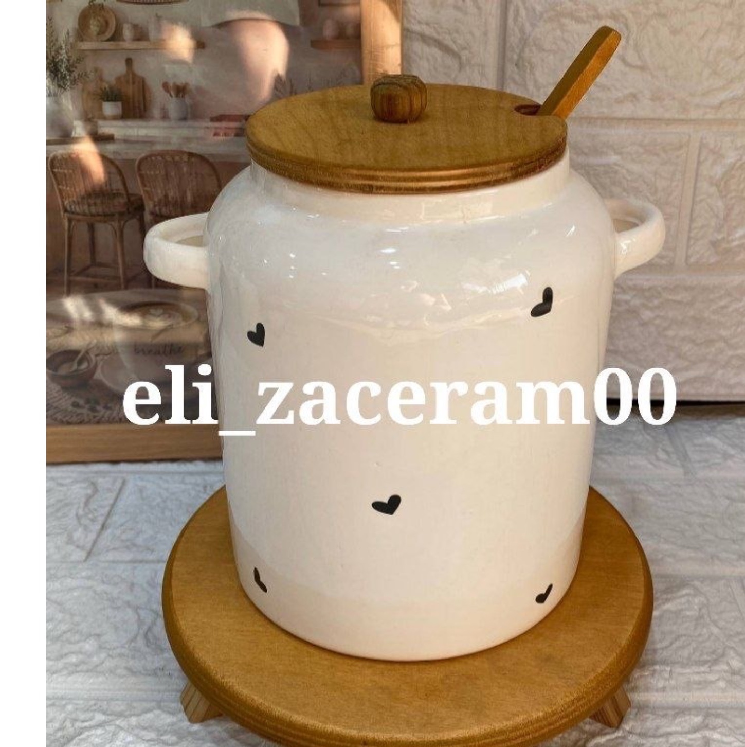 بانکه روغن جامد سرامیکی قاشق دار طرح قلب