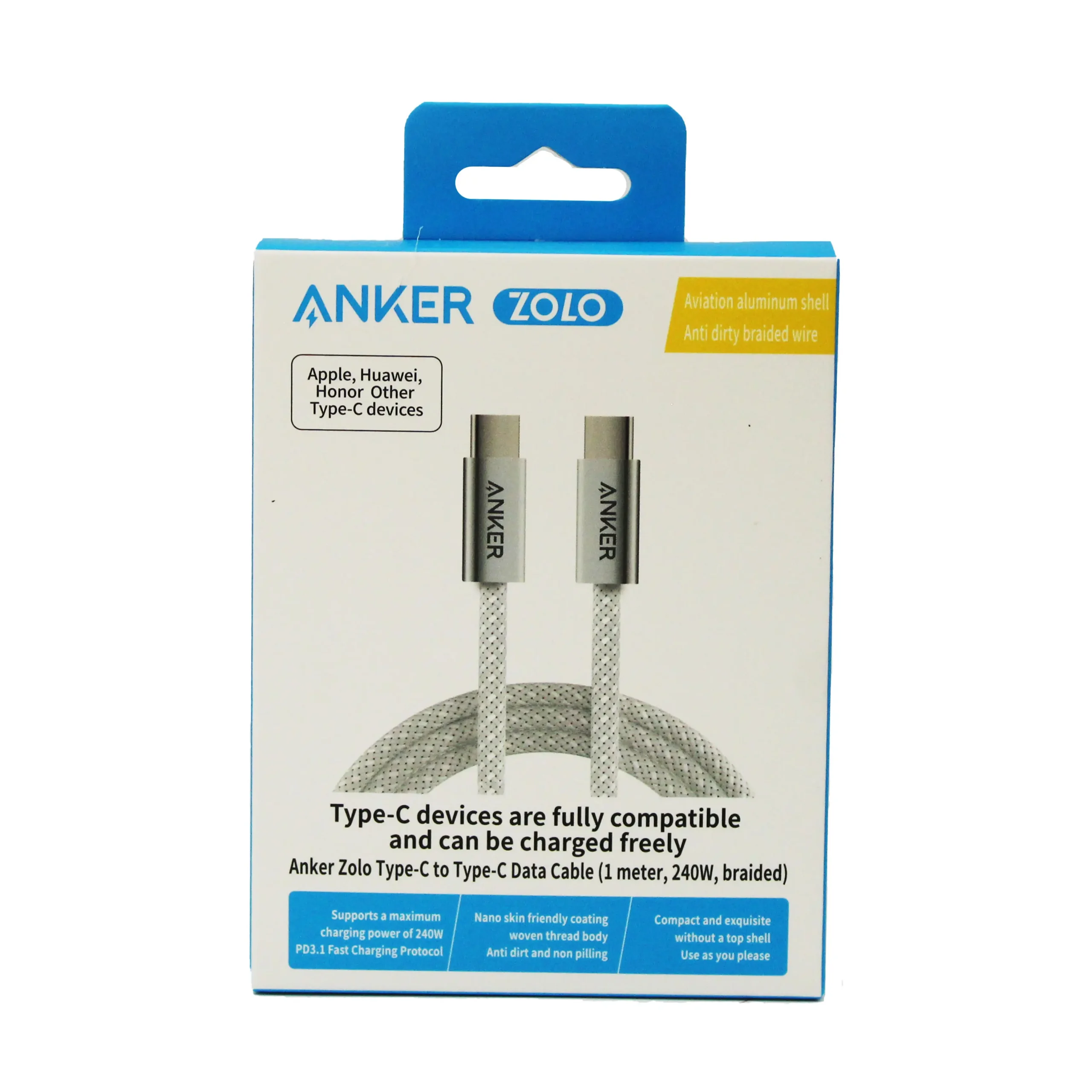 کابل شارژ ANKER مدل ZOLO A8060 تایپ سی به تایپ سی