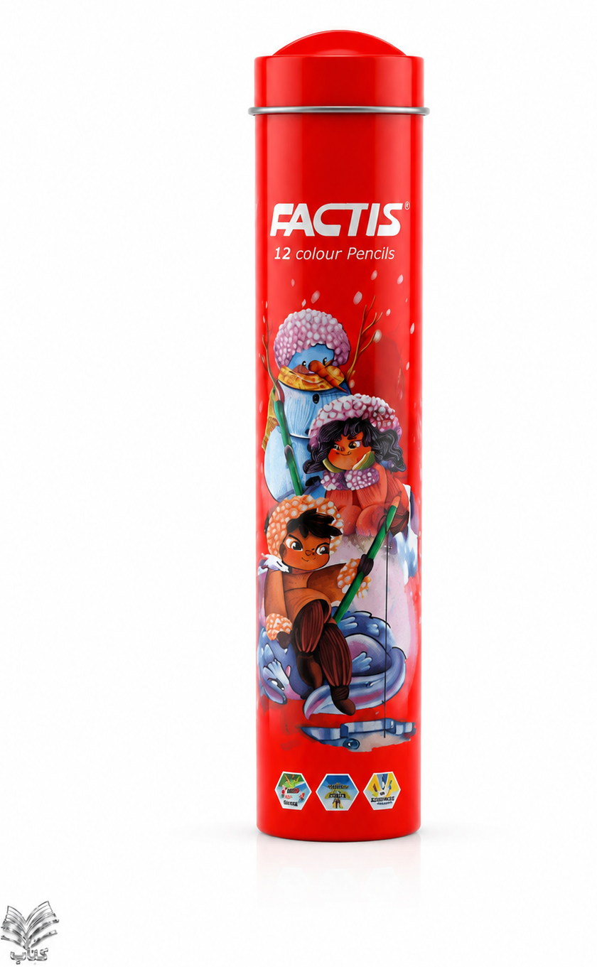 مداد رنگی 12 رنگ استوانه ای فلزی فکتیس FACTIS