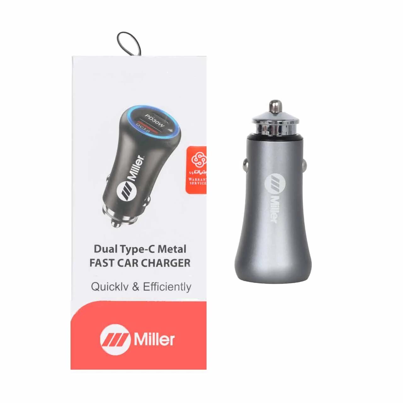 شارژر فندکی 30W فست و PD دو پورت Miller مدل M-CH107 - مشکی - (گارانتی پارتیان پایا)