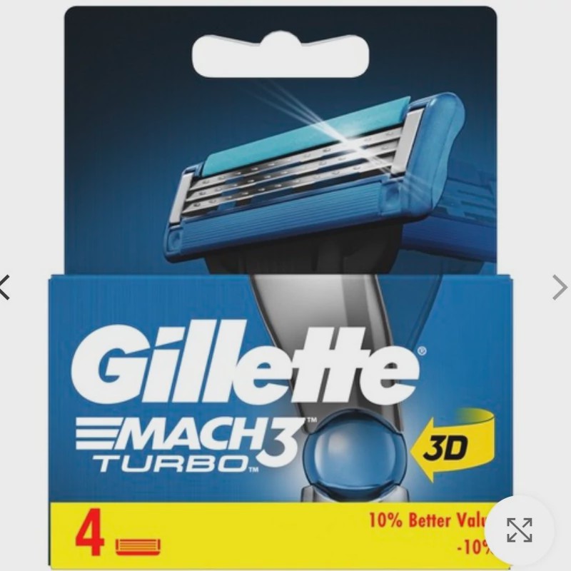تیغ یدک ژیلت مچ تری توربو بسته 4 عددی Mach3 Turbo Gillette