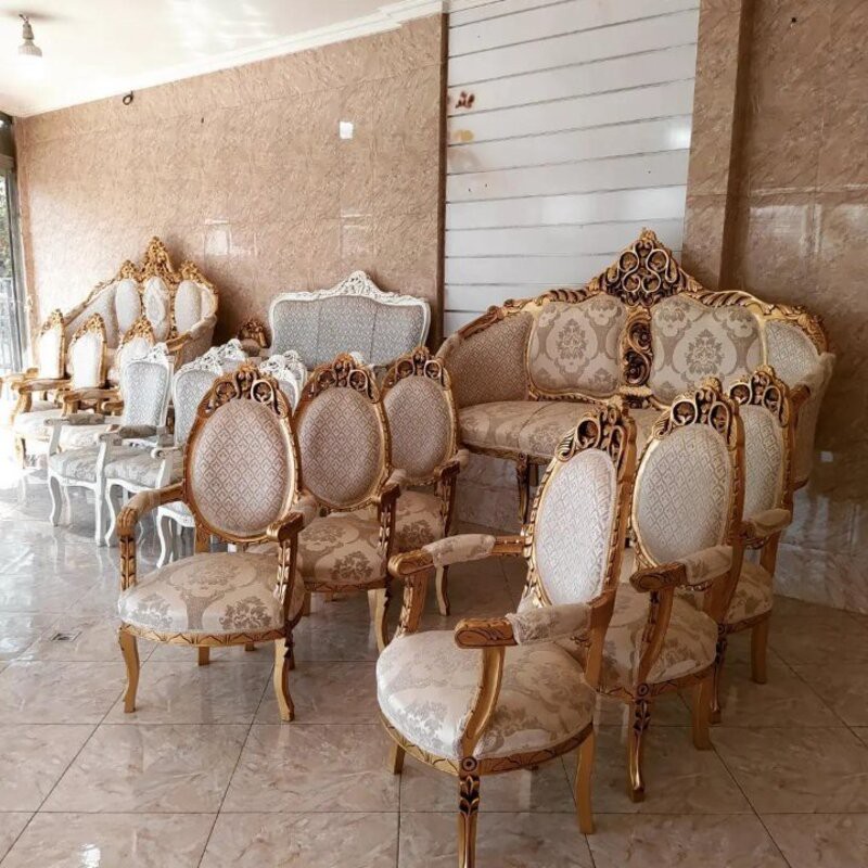 مبل کلاسیک 9 نفره مدل آذر جلومبلی و عسلی