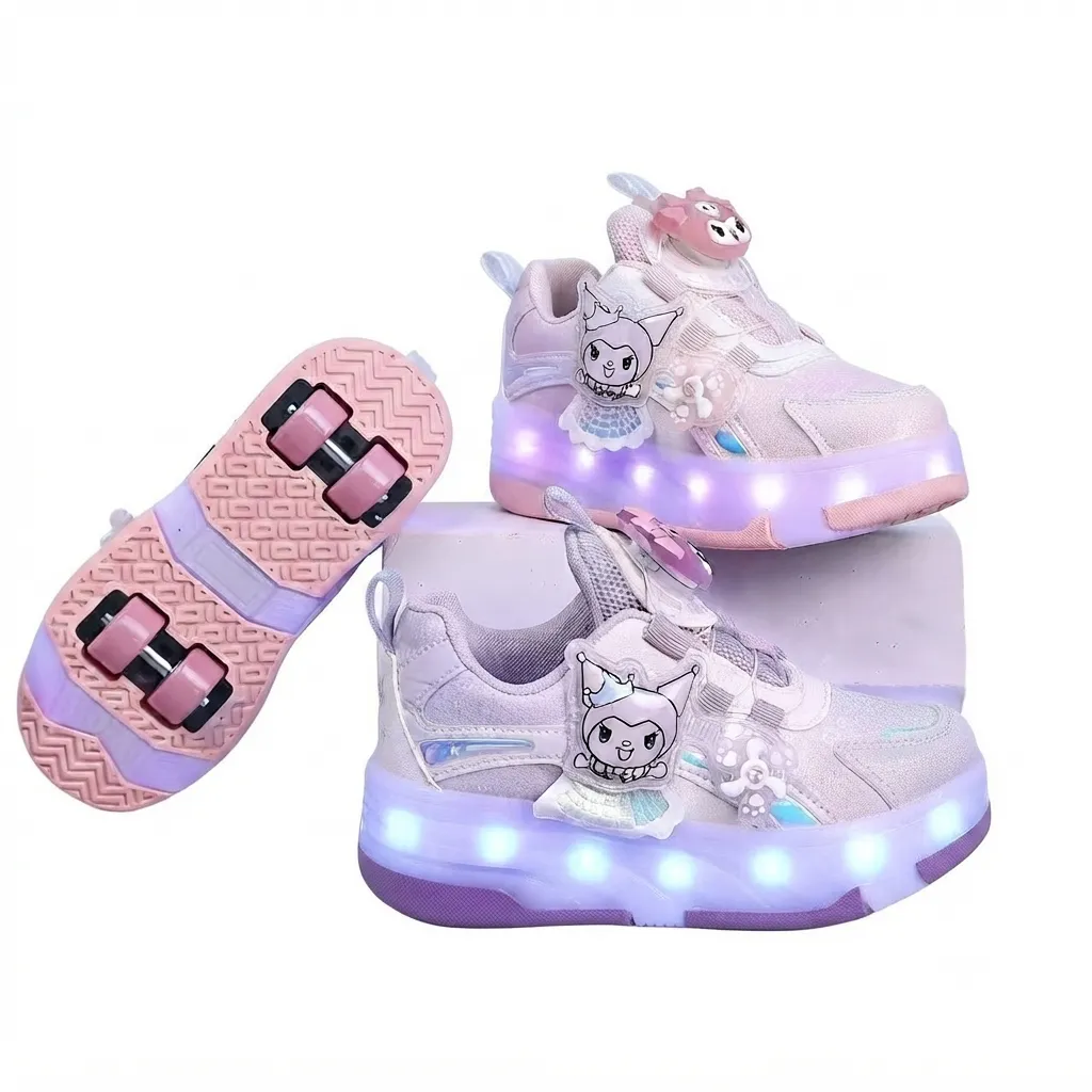 کفش اسکیتی وارداتی دوحالته چراغ دار، مدل Princess Kuromi 2