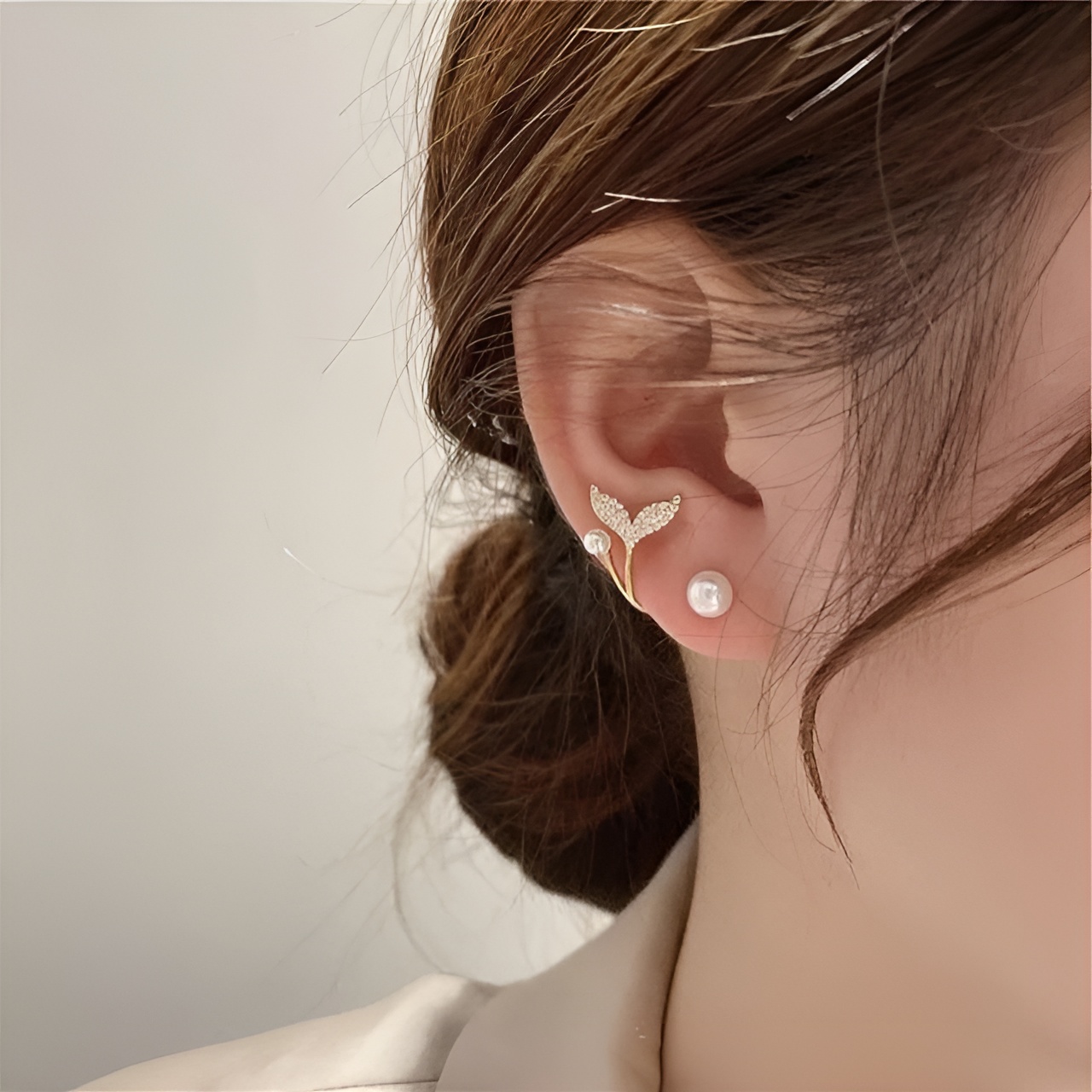 گوشواره دم وال 3 حالته طلایی و نقره ای