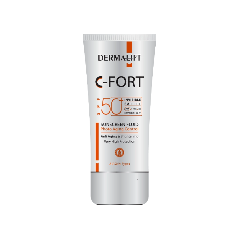 فلوئید ضد آفتاب غیر رنگی درمالیفت مدل C-FORT SPF50+ حجم 40 میلی لیتر