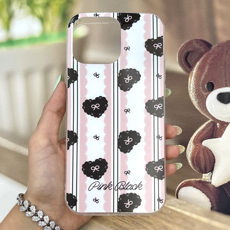 قاب گوشی iPhone 16 Pro Max آیفون Cute Minimal مینیمال کیوت iMD ضد ضربه طرح قلب مشکی کد 501127