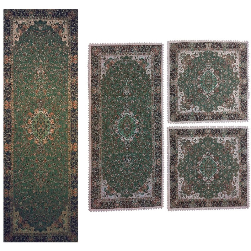 ست 4 تکه رومیزی ترمه نفیس ابریشم کد RA65SET7