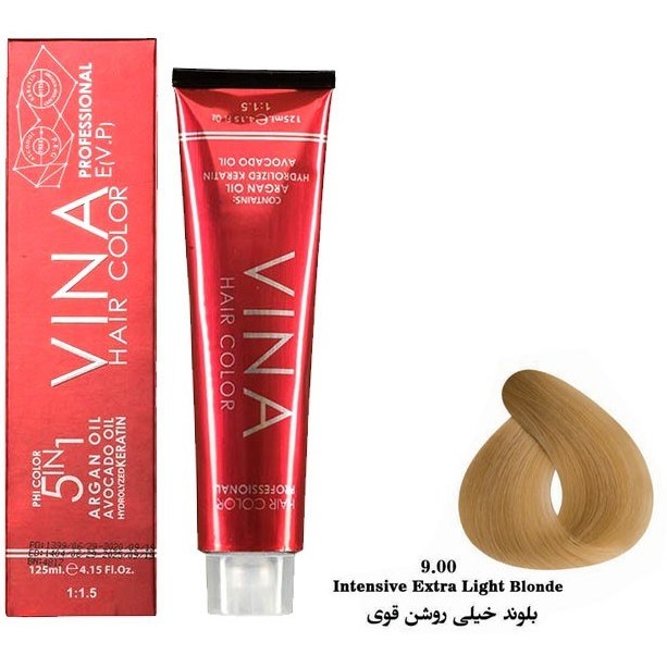 رنگ مو وینا شماره 9.00 حجم 125 رنگ بلوند خیلی روشن قوی Vina
