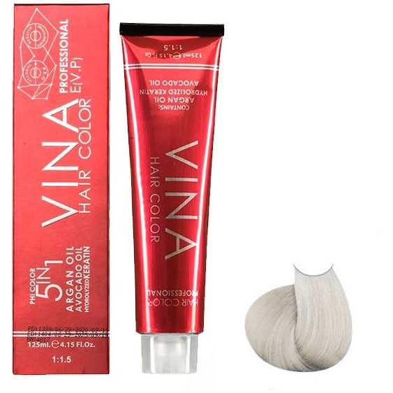 رنگ مو وینا شماره 12.1 حجم 125 میل سوپر پلاتینی دودی ( خوشه نقره ایی ) Vina