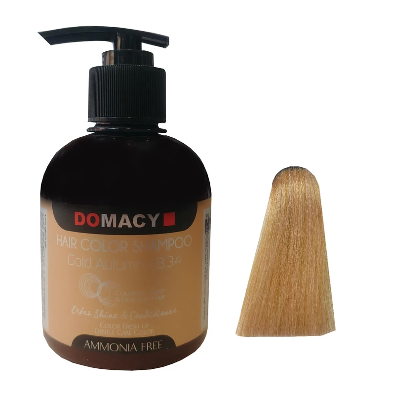 شامپو رنگساژ دوماسی DOMACY شماره 8.34 رنگ طلایی پاییزی حجم 300 میل