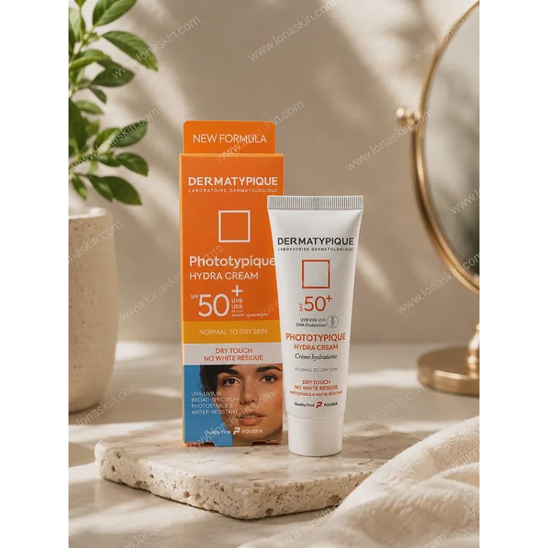 کرم ضد آفتاب بی رنگ پوست خشک SPF50 فتوتیپیک درماتیپیک50 میل Dermatypique Phototypik Fluid SPF50 Dry and Normal Skin 40ml