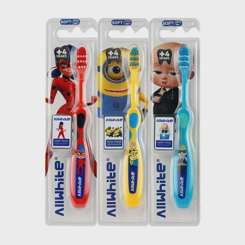 مسواک کودک بالای 4 سال آل وایت با برس نرم Allwhite Soft Toothbrush For Children Over 4 Years