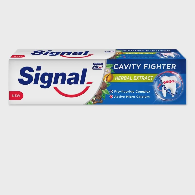 خمیر دندان ضد پوسیدگی سیگنال مدل Herbal حجم 100 میلی لیتر Cavity Fighter Herbal Extract Toothpaste Signal
