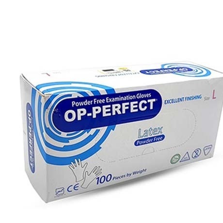 دستکش لاتکس 100 عددی سایز لارج L بدون پودر اوپی پرفکت OP-PERFECT شرکتی حریر ایران