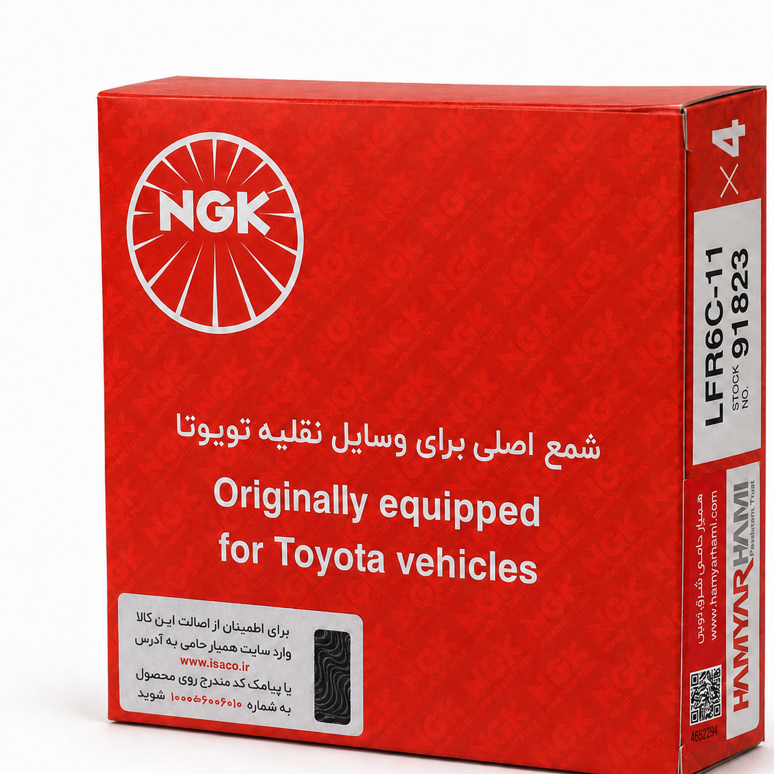 شمع موتور NGK مدل LFR6C-11 کد 91823 بسته 4 عددی مناسب پژو 206 تیپ 5، پژو 207، تارا و پارس TU5