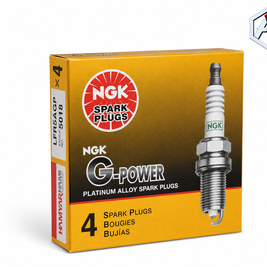 شمع سوزنی پلاتینیوم NGK G-Power مدل LFR5AGP کد 5018 بسته 4 عددی مناسب پژو 206 تیپ 5، پژو 207 و پارس TU5