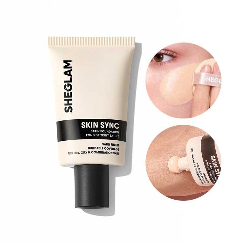 کرم پودر تیوپی شیگلم مدل Skin Sync Satin Foundation رنگ FAIR