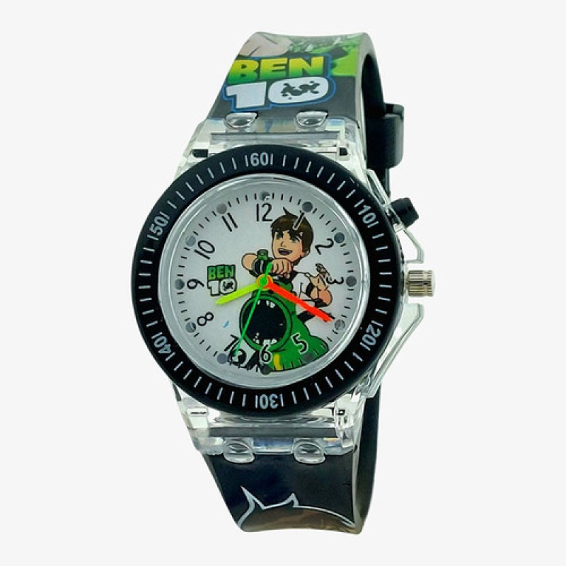 ساعت مچی عقربهای کوارتز پسرانه مدل موزیکال چراغ دار کد BEN10-2