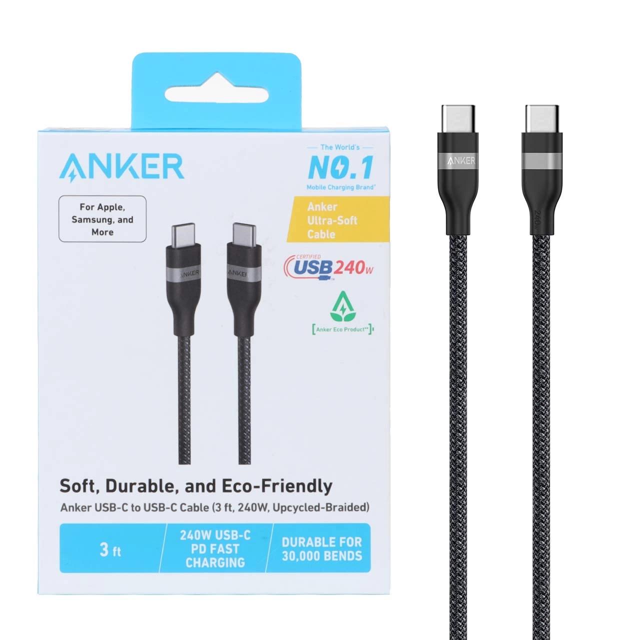 کابل شارژ PD و فست 0.9 متری ANKER Type-C To Type-C مدل A82E2611 240W - مشکی (گارانتی شش ماهه ایویز)
