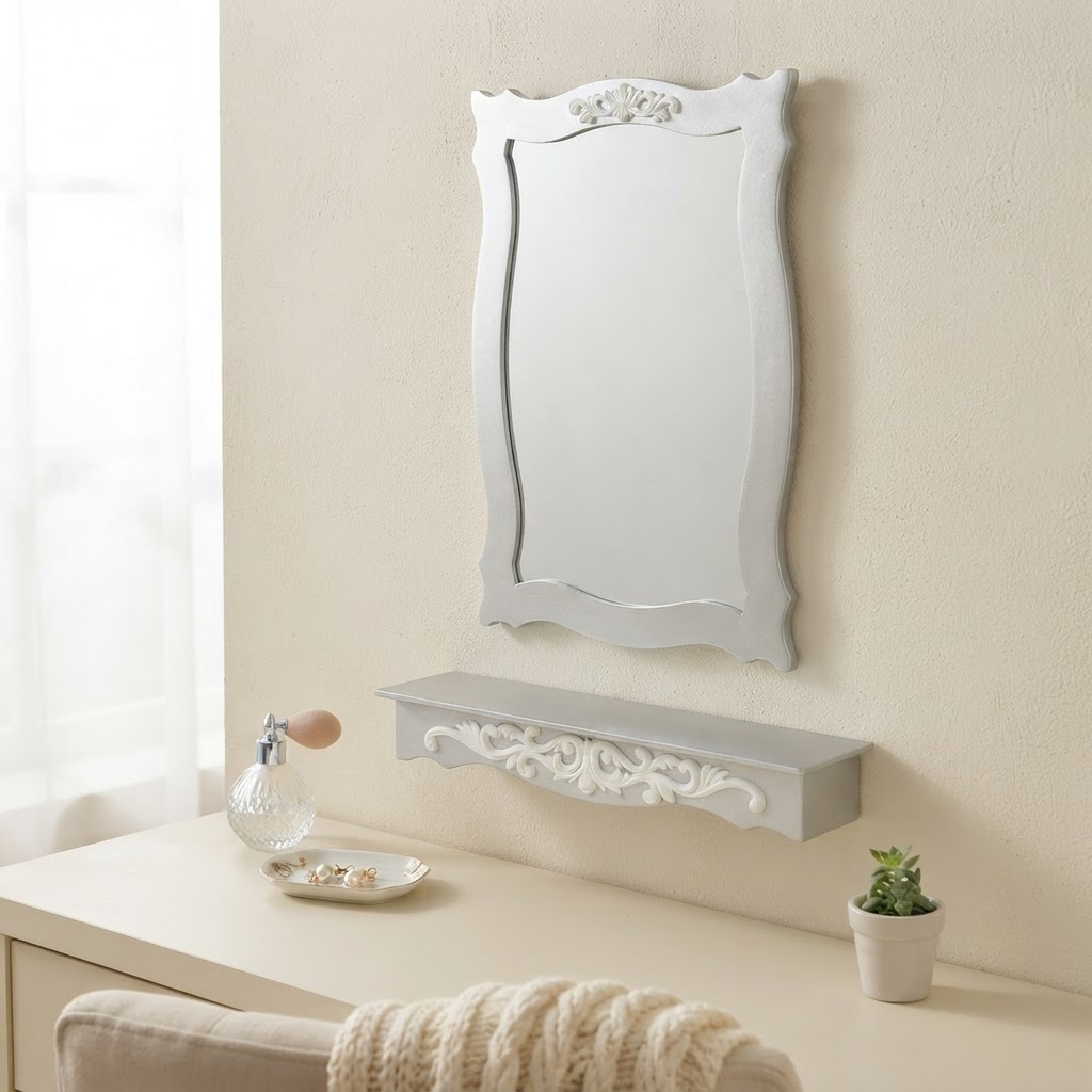 آینه و کنسول چوبی مینیمال ابعاد 50x20x70 سانتی متر