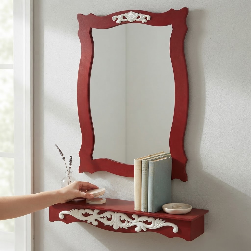 آینه و کنسول مدل R1143 ابعاد 50x20x70 سانتی متر چوبی