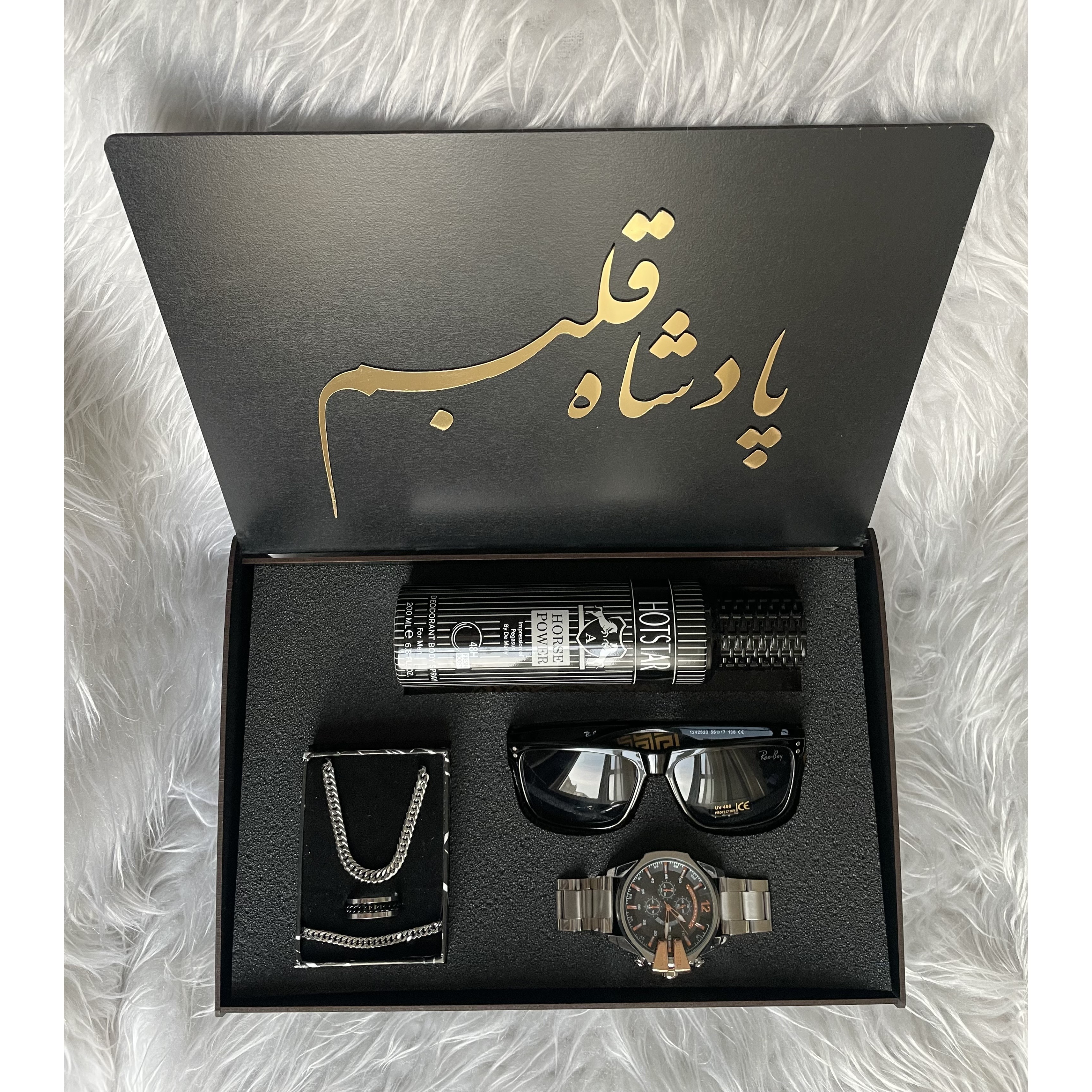 پک هدیه مردانه شیک ساعت مچی دیزل اسپری ست کارتیر عینک مناسب تولد و روز مرد 18