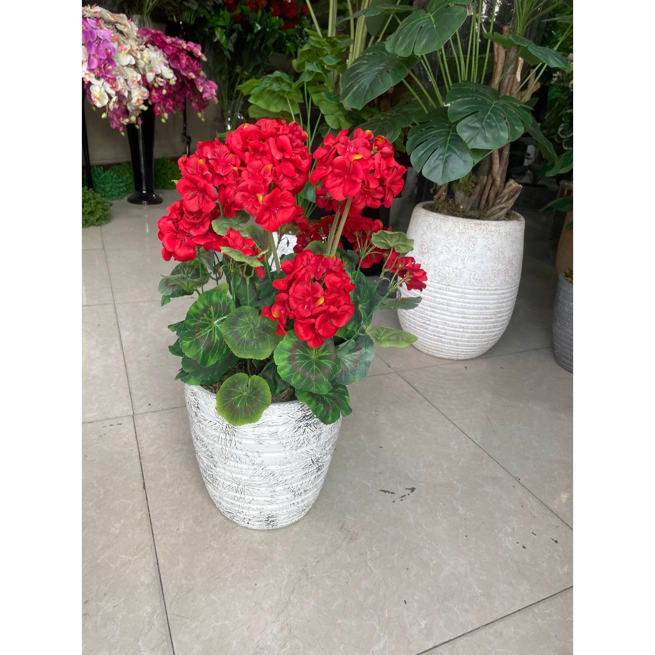 گل شمعدونی مصنوعی قرمز 7گل(وارداتی)