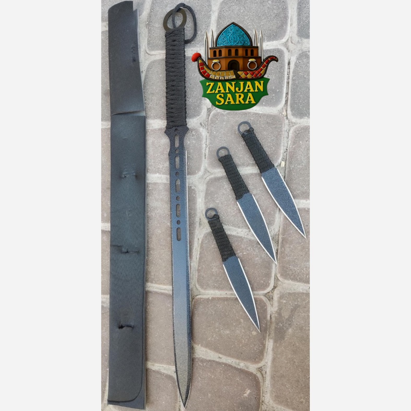 چاقو پرتابی ست چهار تائی فولاد رنگی ساده زنجان