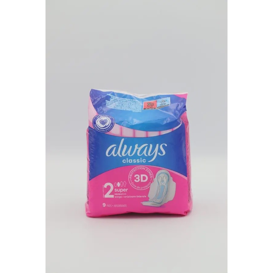 نوار بهداشتی آلویز Always Classic Super سایز 2 بالدار بسته 9 عددی