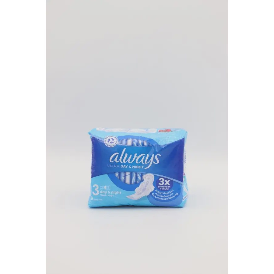 نوار بهداشتی آلویز Always Ultra Day Night سایز 3 بالدار بسته 9 عددی