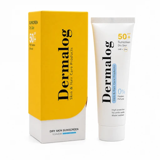 کرم ضد آفتاب درمالوگ مدل بی رنگ با SPF 50 مناسب پوست خشک حجم 50 میلی لیتر