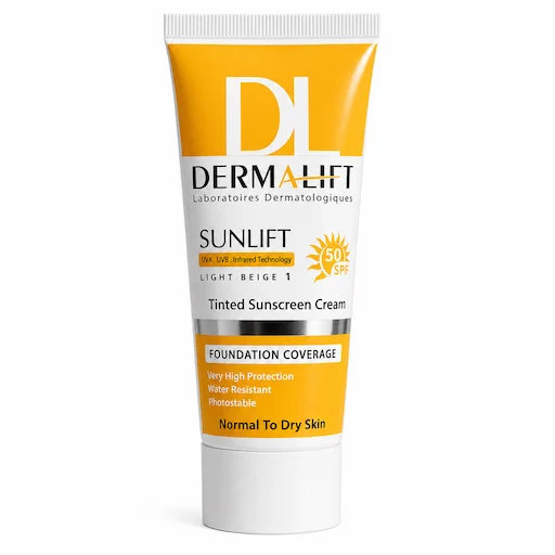 کرم ضد آفتاب درمالیفت مدل رنگی با SPF 50 مناسب پوست معمولی و خشک حجم 40 میلی لیتر