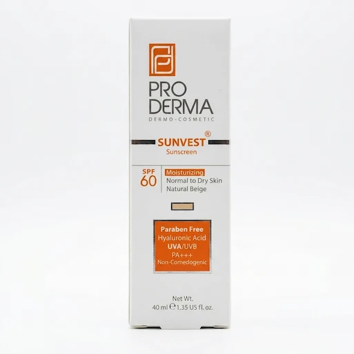 کرم ضد آفتاب پرودرما مدل رنگی بژ طبیعی با SPF 60 مناسب پوست خشک و معمولی حجم 40 میلی لیتر