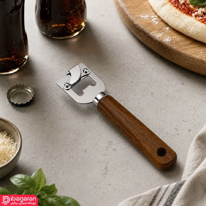 درب بازکن بطری استیل دسته چوبی ریما مدل 13238