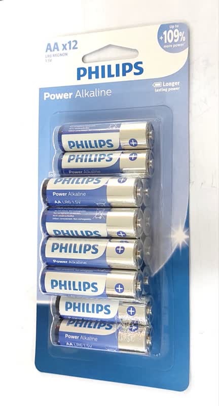 پک 12 تایی باتری قلمی آلکالاین فیلیپس PHILIPS AA Alkaline