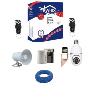 پک دزدگیر اماکن نیولکس (Newlex) – (سیم کارتی +خط تلفن) + دوربین لامپی چرخشی بیسیم