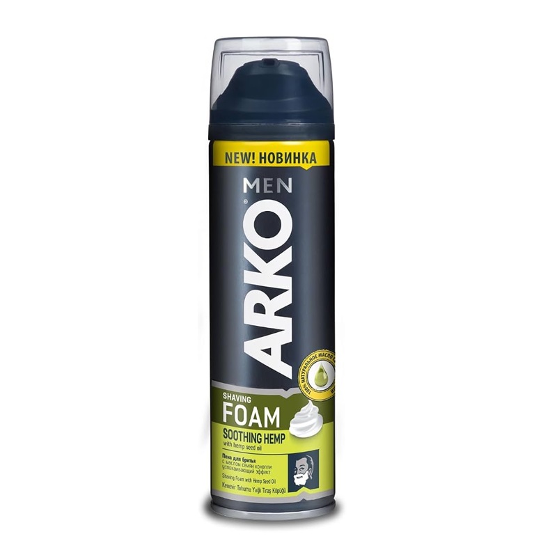 فوم اصلاح صورت آرکو ARKO soothing hemp حاوی روغن دانه کنف حجم 200 میل