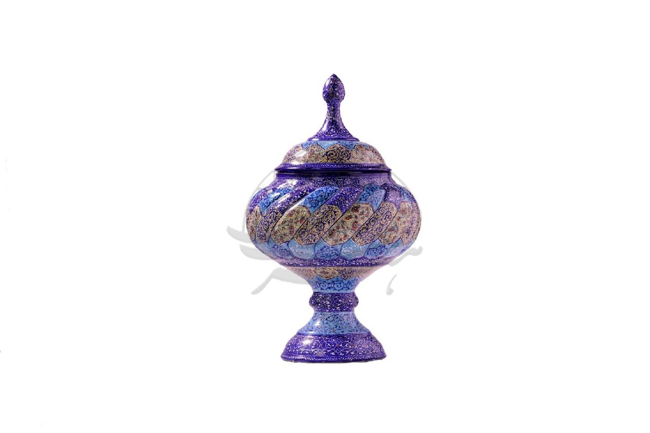 شکلات خوری مینا کاری اعلا قلم ریز رنگ کوره ای