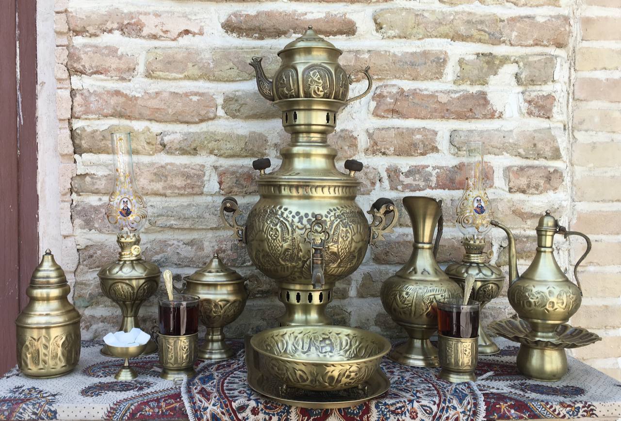سرویس سماور قلمزنی شده 4 لیتری 5 پارچه