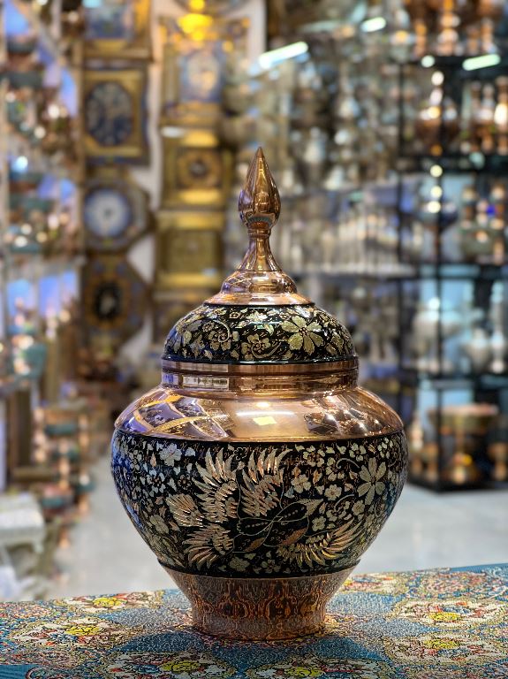 قندان مدل سیبی 27متوسط الماس تراش نقره کوب