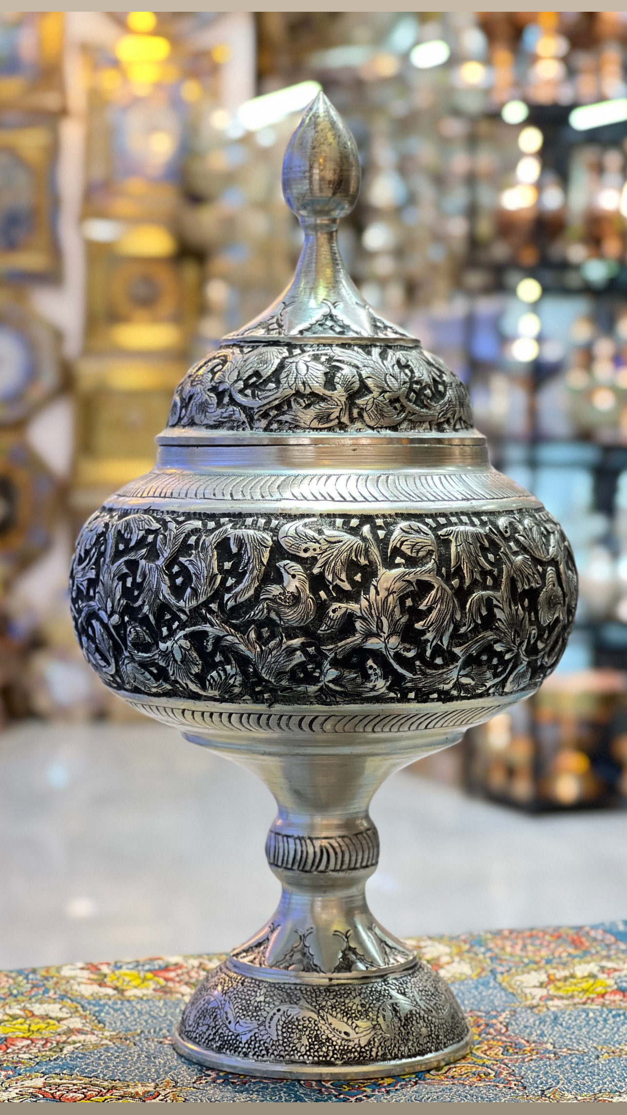 شکلات خوری گل و مرغ روکش نقره