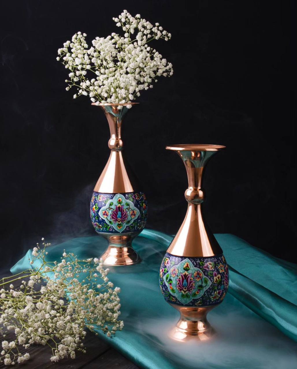 گلدان صراحی مس و پرداز همراه با گارانتی رنگ 10 ساله