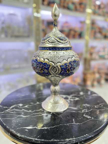 شکلات خوری پایه دار قلمزنی و نقاشی تذهیب