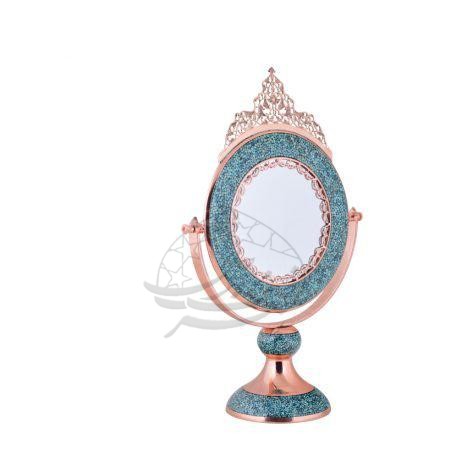آینه گرد کوچک تاج دار فیروزه کوب