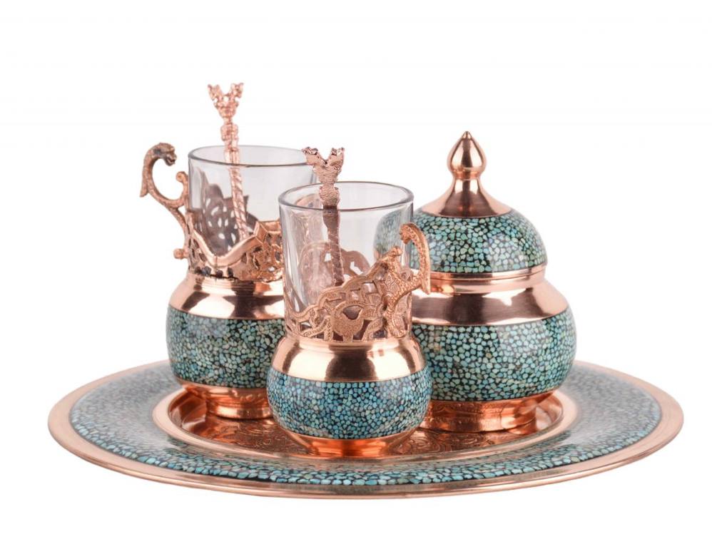 ست چایخوری دو نفره فیروزه کوبی