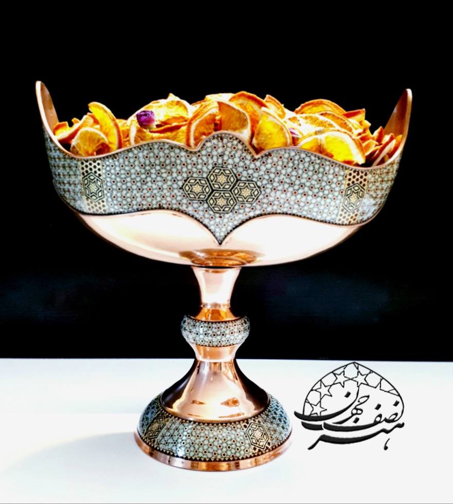 کشکول شماره 2 مس و خاتم طرحدار