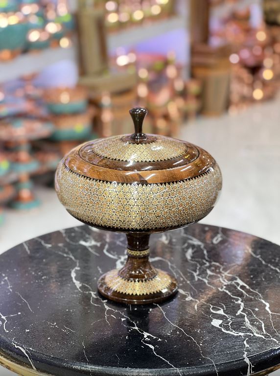 شکلات خوری متوسط خاتم کاری چوب گردو